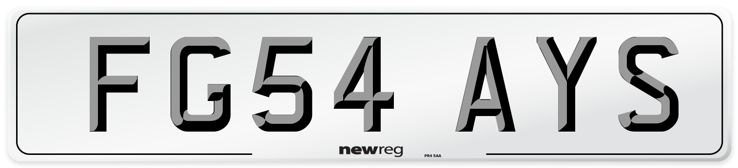 FG54 AYS Number Plate from New Reg